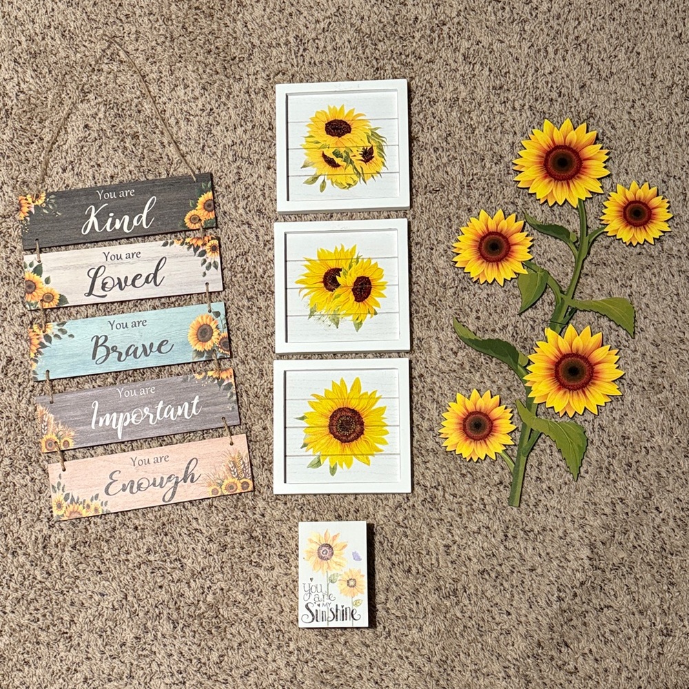 Sunflower bundle #1 this contains 4 wall decor items one is a set of 3 pictures